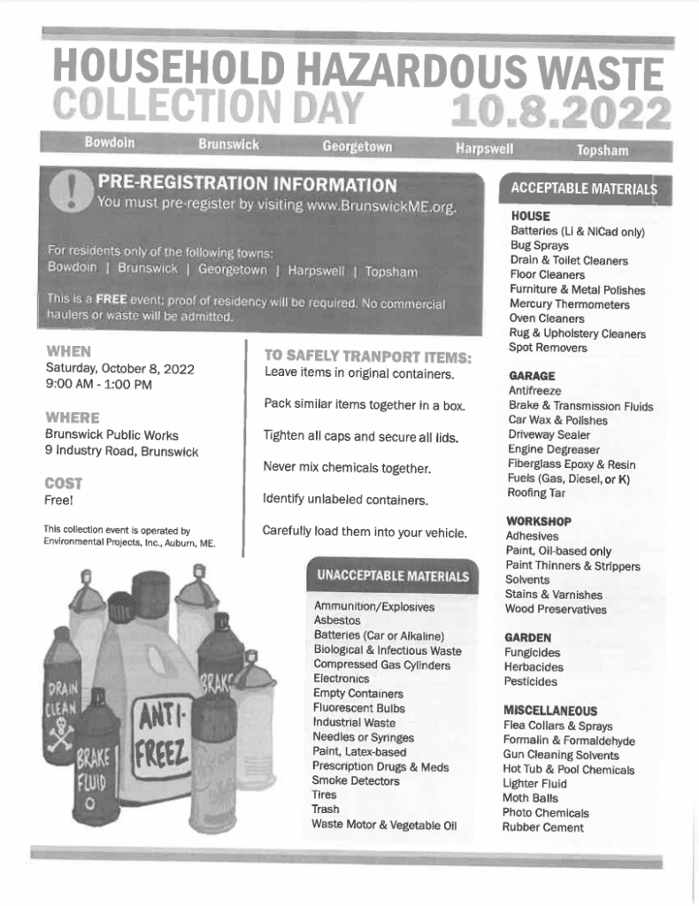 HouseholdHazardousWasteCollectionDay2022 Town of Bowdoin, Maine
